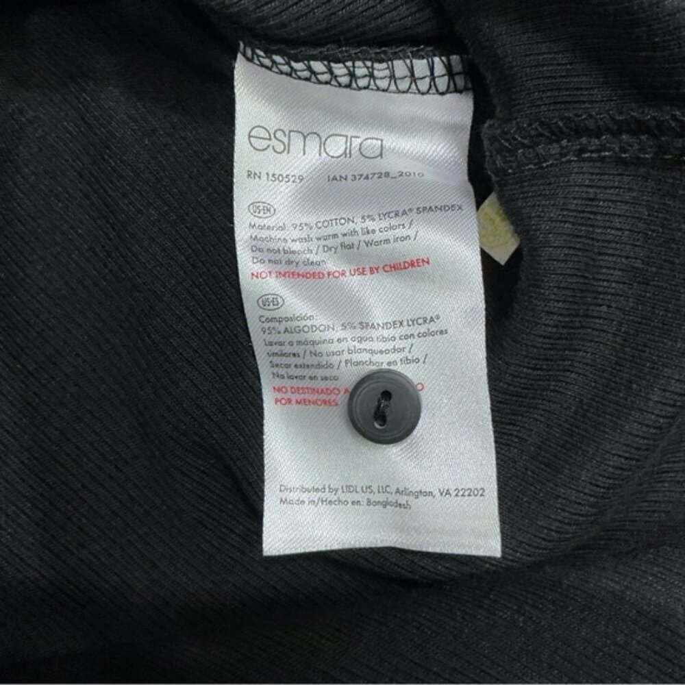 Esmara Long Sleeve Henley Ribbed Top Round Neck Tee Button Detail Black XL 16/18 - Picture 5 of 16
